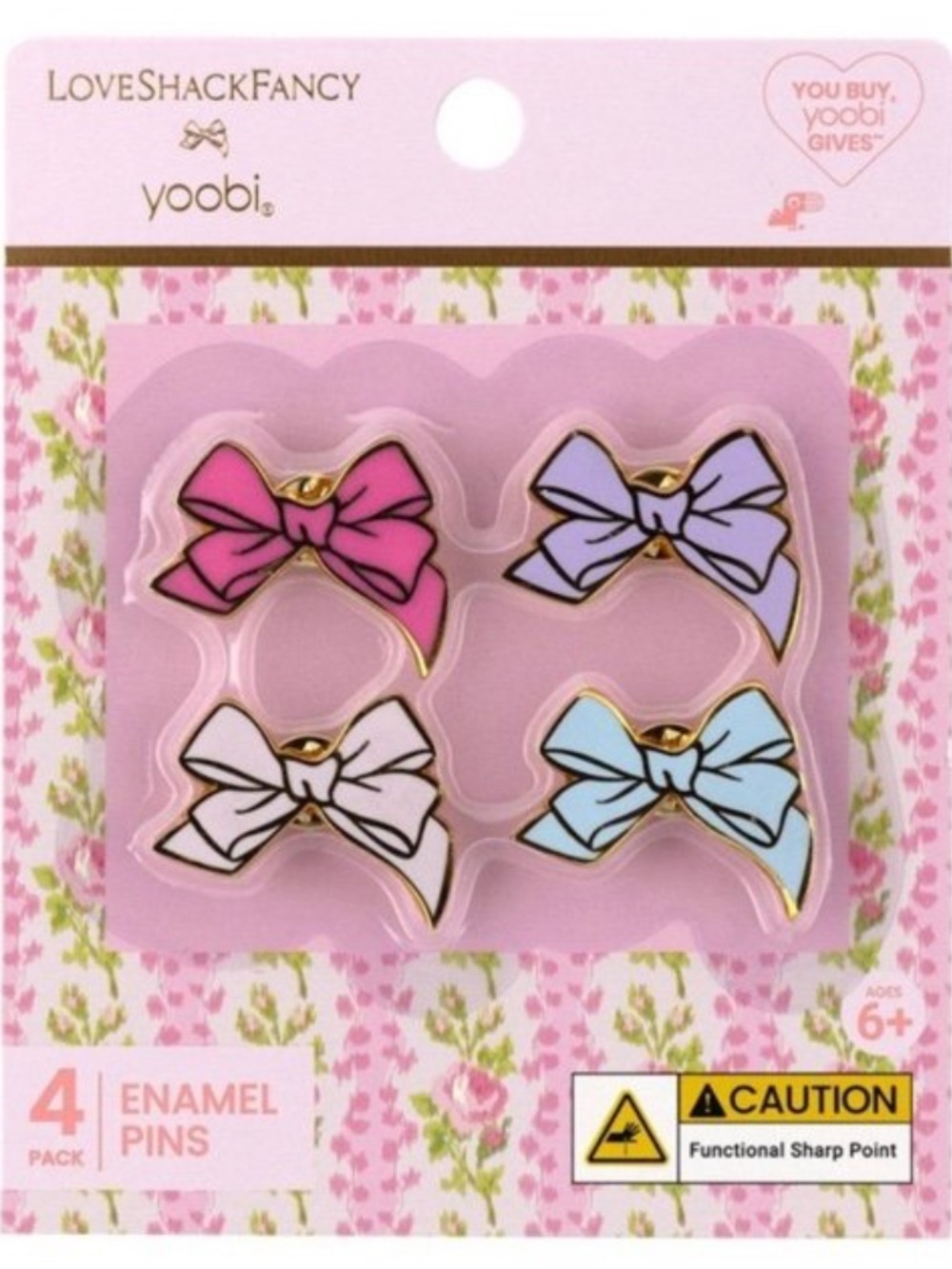 🌸 New LoveShackFancy x Target - Yoobi 4pk Enamel Pins New 🌸